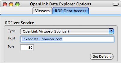 RDF Data Access default tab